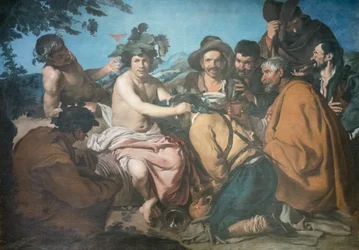 Triumph of Bacchus, aka drinkers, efter Diego Velazquez (tempera på papper limmat på duk)