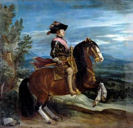 Ridsporträtt av kung Filip IV (1605-1665) Målning av Diego Rodriguez de Silva y Velasquez (1599-1660)