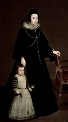 Porträtt av Doña Antonia de Ipeñarrieta med sin son, ca 1631 (olja på duk)