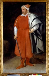 Porträtt av Cristobal-narren av Castaneda vetu på turkiska (Barbarroja eller rött skägg, röd Brabe). Målning av Diego Rodriguez de Silva y Velasquez (1599-1660), v.1637-40. Olja på duk. Mått: 1,98 X 1,21 m. Madrid, Musee Du Prado