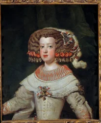 Porträtt av Infante Marie Therese (1638-1683) framtida drottning av Frankrike Målning av Diego Velasquez (1599-1660) 1600-talets sön. 0,71x0,6 m - Porträtt av infanta Marie Therese (1638-1683), blivande drottning av Frankrike. Målning av Diego Velasquez (1