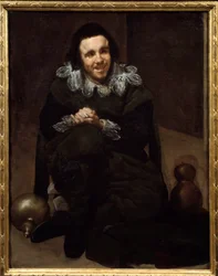 Porträtt av Jester Don Juan Pumpkins. Målning av Diego Rodriguez de Silva och Velasquez (1599-1660)
