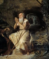 Saint Anthony och Saint Paul Eremit Detalj som representerar Saint Paul av Thebe. Målning av Diego Rodriguez de Silva y Velasquez (1599-1660), cirka 1635. Olja på duk. Mått: 2,57 X 1,88 m. Madrid, Musee Du Prado