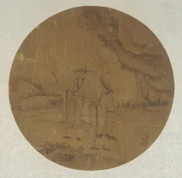 Landskap: två figurer, Qingdynastin, 1700-talet.