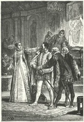 Earlen av Essex hotade att dra sitt svärd efter att drottning Elizabeth I slagit honom runt örat för hans oförskämdhet, 1598