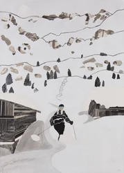 Skidåkning till lunch (collage)