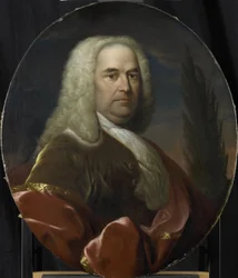 Porträtt av Hugo du Bois, direktör för Rotterdamskammaren i Nederländska Ostindiska kompaniet, vald 1734