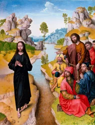 ""La predication de saint Jean Baptiste"" (Sankt Johannes Döparen predikar) Målning från Dirk (Dieric) Bouts ateljé