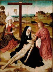 The Deploration of Christ Målning på trä av Dirck (Dieric, Dirk) Bouts the Old (den äldre) (1410-1475)