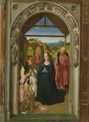 The Nativity, c.1445 olja på paneldetalj av 36895