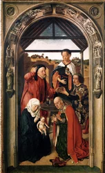 Magiernas tillbedjan (olja på trä, ca 1445)