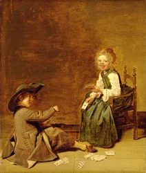 Barn som spelar kort, 1631