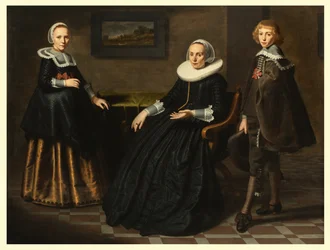 En mor med sin son och dotter, ca 1641-41 (olja på en fasad ekpanel)