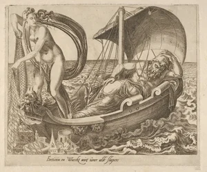 Fortune vakar inte över alla sovande från sex ordstäv om Fortune, ca. 1560.
