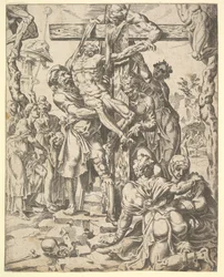 Nedstigningen från korset, från mänsklighetens fall och frälsning genom livet och pa..., 1548.