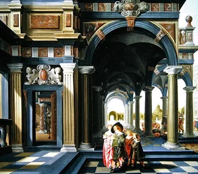Eleganta figurer i en loggia, 1635