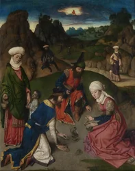 The Last Supper altartavla: The Gathering of Manna högra flygeln, 1464-1468