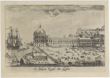 Utsikt över det kungliga palatset i Lissabon O Palacio Real de Lixboa (titel på objekt) Utsikt över Lissabon (serietitel)