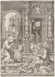 Saint Luke målar jungfrun och barnet