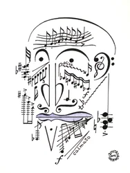 Dr Musicus - ett ansikte ritat med hjälp av musikaliska notationer