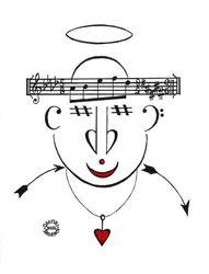 Dzen - ett ansikte som ritats med hjälp av musikalisk notation