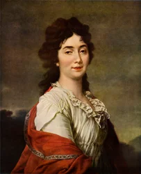 Porträtt av Anna Stepanovna Protosova, 1800, 1965.