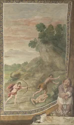 Apollon dödar kyklopfresken från Villa Aldobrandini, 1617-1618