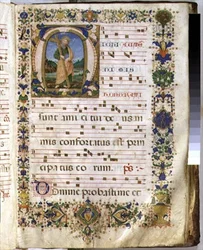 Ms 540 f.3r Sida med historiskt initialt 