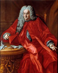 Porträtt av Domenico Canevari (1683-1745) doge från Genesrepubliken mellan 1742 och 1744 Målning tillskriven Domenico Bocciardo (1686-1746) 1700-talets sön. 160x130 cm Sestri Levante, Galleria Rizzi
