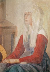 Detalj av en kvinna från döden av St. Fina, 1482