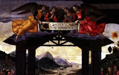 The Adoration of the Magi, 1488 (tempera på panel) (detalj av 120249)