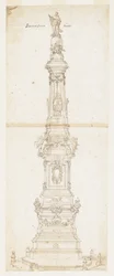 Design för Obelisken av St. Dominic, Piazza San Domenico Maggiore, Neapel