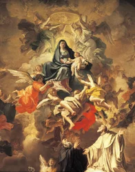 Ära med heliga och änglar, av Domenico Antonio Vaccaro (1680-1750), Detalj