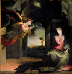 Tillkännagivande. Målning av Domenico Beccafumi (1486-1551)
