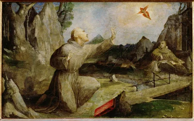 Sankt Franciskus av Assisi får stigmata på ...
