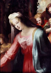 Jungfruns födelse, detalj. Målning av Domenico Beccafumi (1486-1551)