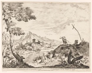 Landskap med herdar och boskap