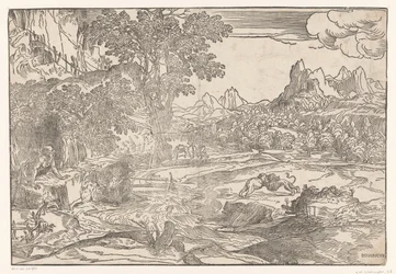 Landskap med Hieronymus och två lejon