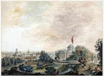 Palais de Pavlosk (1782-1786) - Pavlovsk-palatset - Domenico Felice Lamoni (1745-1830). Akvarell och vit färg på papper, efter 1786. Statens museum för Sankt Petersburgs historia