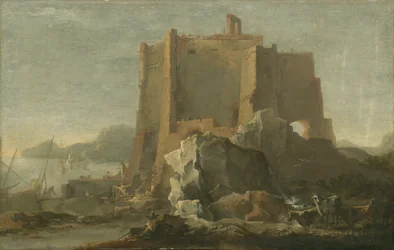 Landskap med klippa och fästning, c.1640-50