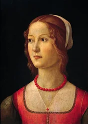 Porträtt av ung flicka av Domenico Ghirlandaio (1449-1494), cirka 1485