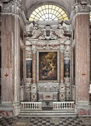 Bebådelse, altare, sjätte kapellet, ca 1679 (olja på duk) 345 x 200 cm