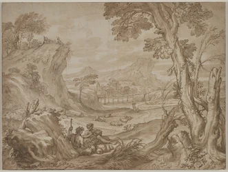 Landskap med herdar, ca. 1700.