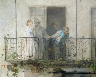 Nyheter om freden i Villafranca, av Domenico Induno, detalj