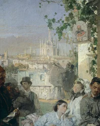 Nyheter om freden i Villafranca, av Domenico Induno, detalj
