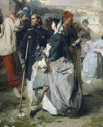 Nyheter om freden i Villafranca, av Domenico Induno, detalj