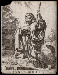 Sankt Rochus. Etsning av D. M. Canuti.