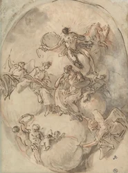 Studie för tak: Apollo och andra figurer