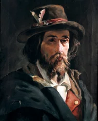 Risorgimento: "" Porträtt av Francesco Nullo (1825-1863), italiensk patriot och löjtnant för armén av Giuseppe Garibaldi "" Målning av Domenico Morelli (1826-1901) Privat samling
