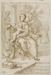 Helig familj med Saint Anne och spädbarnet Saint John the Baptist